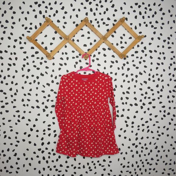Old Navy Red Heart Print Long Sleeve Toddler Dress - Picture 1 of 6